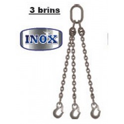 Elingues inox à chaîne 3 brins avec 1 anneau et 3 crochets