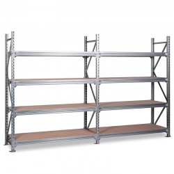Rayonnage mi-lourd galva plateau bois - Ht. 2.5 m