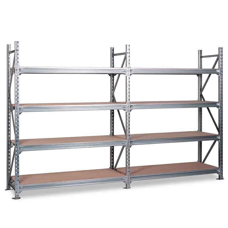 Rayonnage mi-lourd galva plateau bois - Ht. 2.4 m