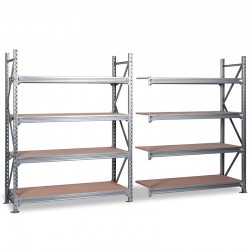 Rayonnage mi-lourd galva plateau bois - Ht. 2.5 m