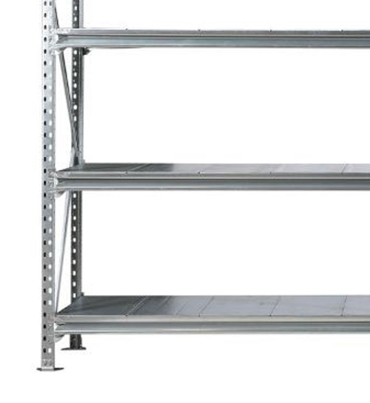Rayonnage mi-lourd galvanisé avec platelage acier - Ht. 2.4 m